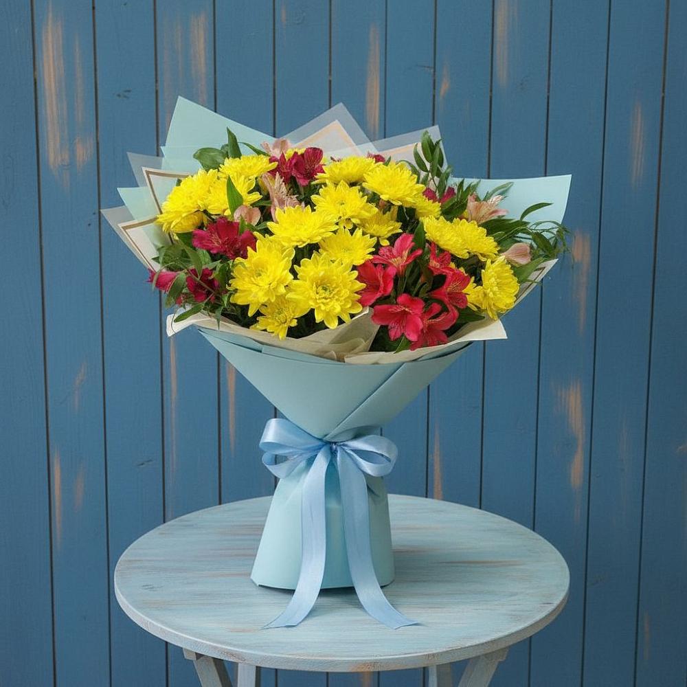 Букет цветов из: Альстромерии и Хризантемы в Вагае