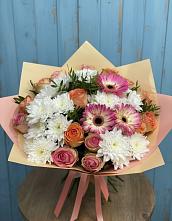 Букет цветов из:  Розы, Герберы и Хризантемы в Вагае