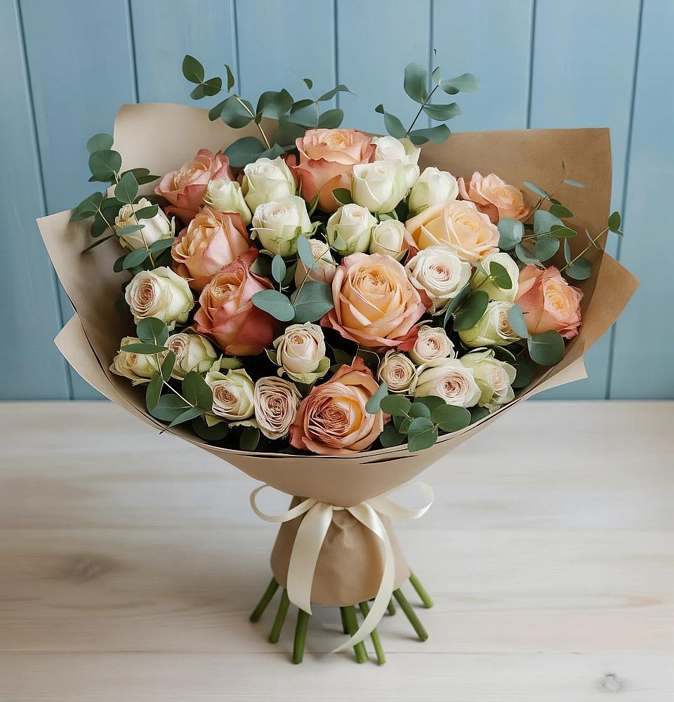 Букет цветов из: Альстромерии и Розы в Вагае