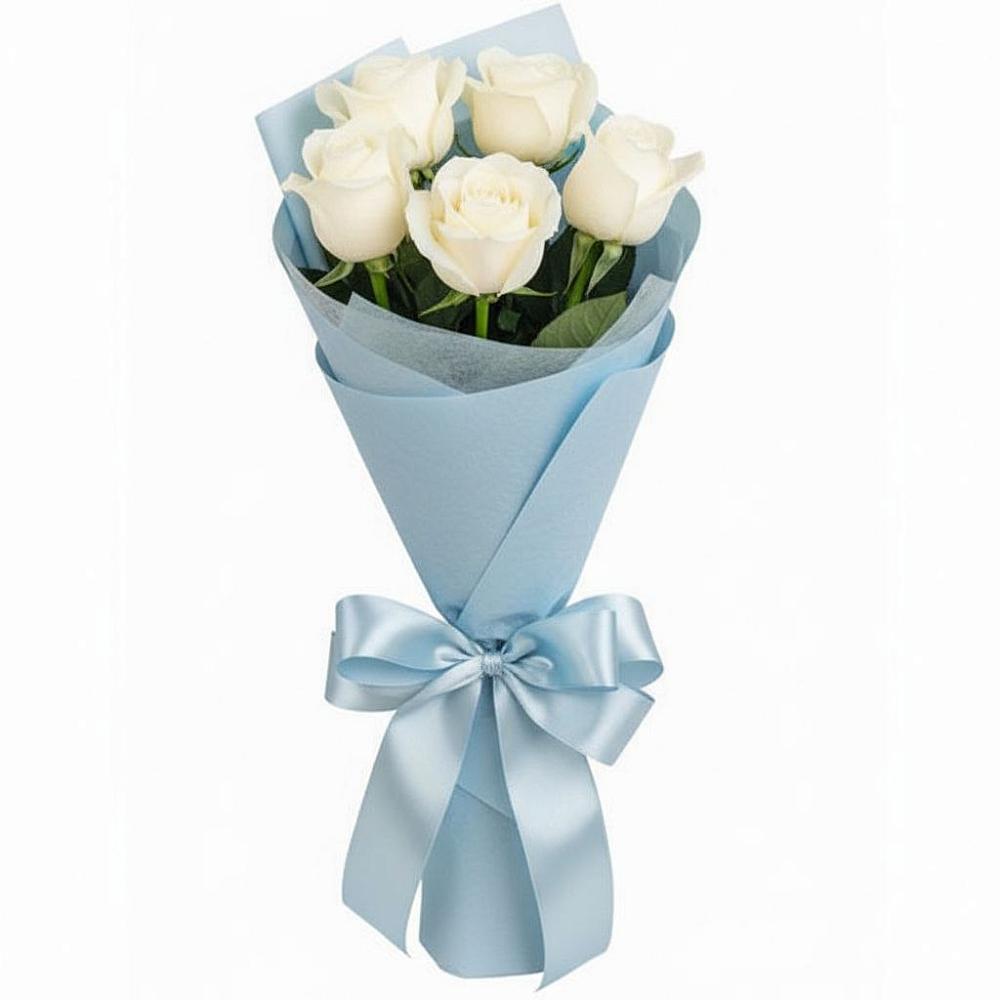 Букет 5 Белых роз Проуд в Вагае