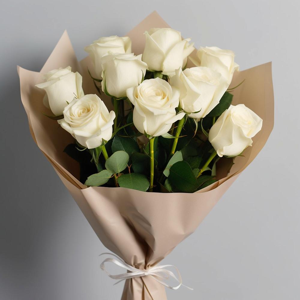 Букет 9 Белых роз Эдлесс Лав в Вагае