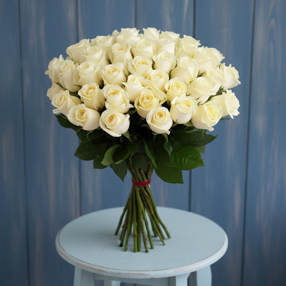 Букет 51 Белая роза Эдлесс Лав в Вагае