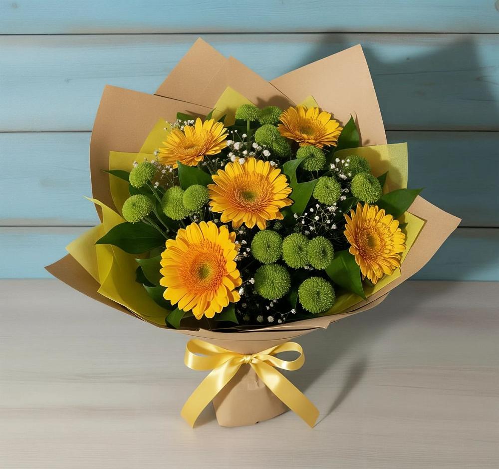 Букет цветов из: Герберы и Хризантемы в Вагае