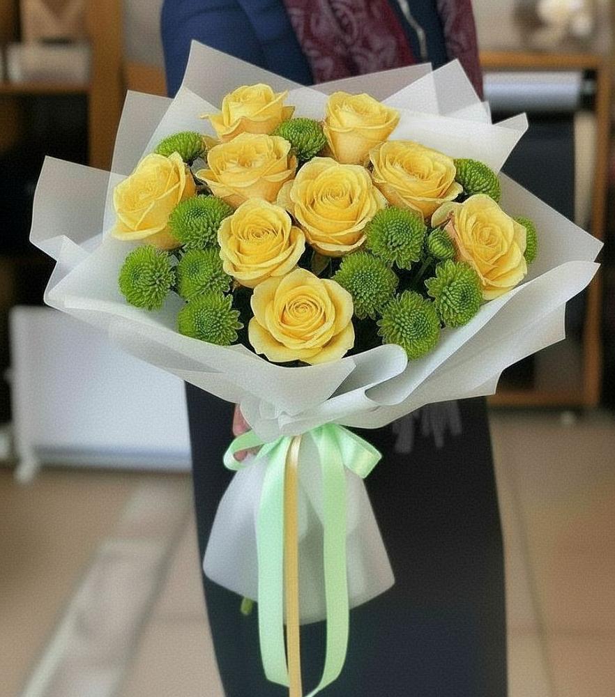 Букет цветов из: Хризантемы и Розы в Вагае