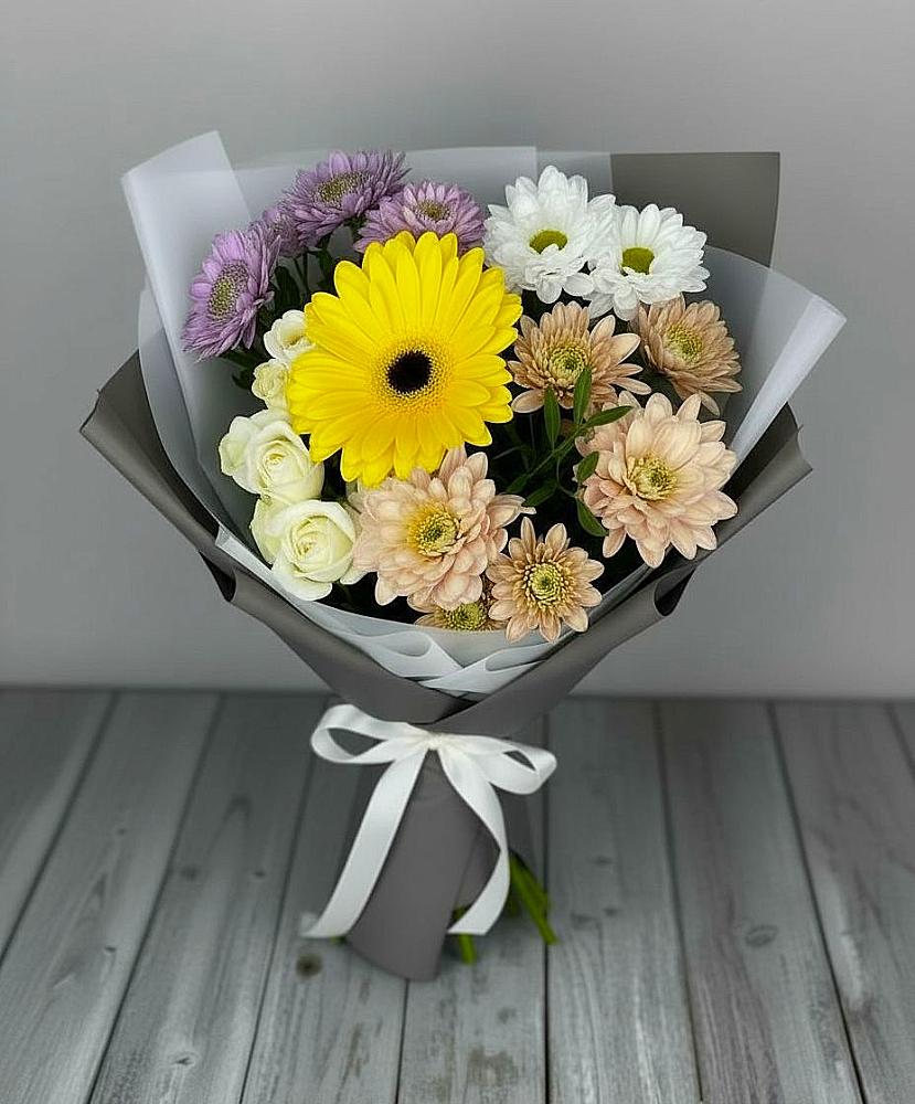 Букет цветов из: Розы, Герберы и Хризантемы в Вагае