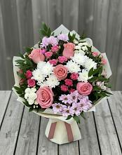 Букет цветов из:  Альстромерии, Гвоздики, Розы и Хризантемы в Вагае