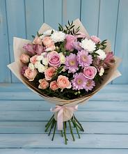 Букет цветов из:  Хризантемы, Розы и Альстромерии в Вагае