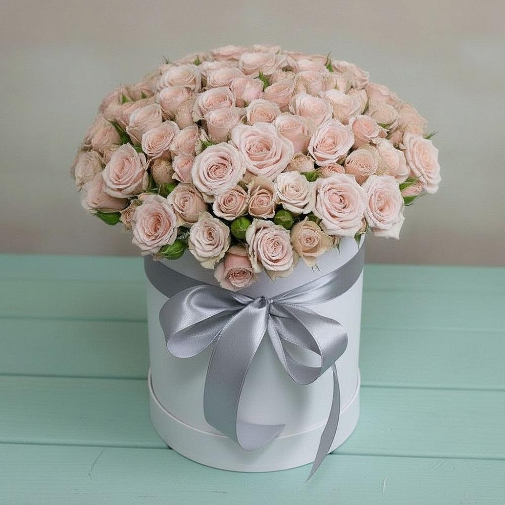 Цветочная композиция из Розы в шляпной коробке в Вагае